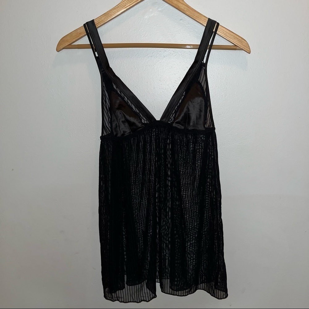 Love Haus Black Satin Lingerie Chemise Size Medium